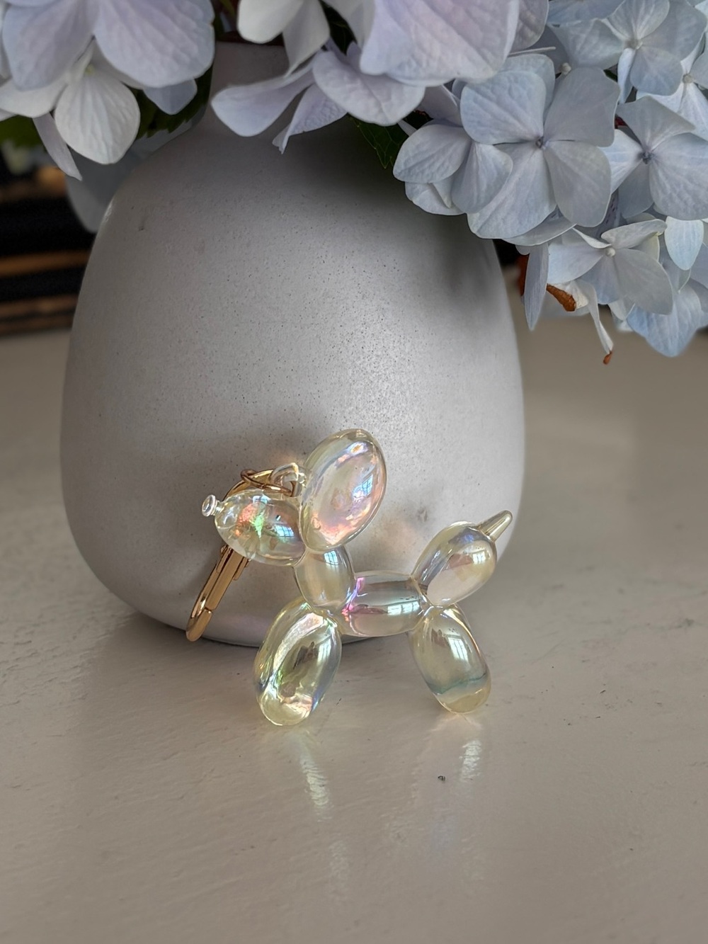 Balloon Dog Bag Charm Keychain Opalescent Aurora Borealis Finish - Picture 7 of 10